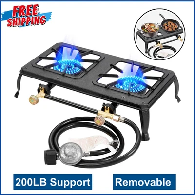 Vivicreate Cast Iron Propane Gas Stove Double Burner Heavy Duty Portable Removab