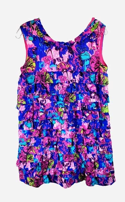 Usado en excelente estado! Vestido sin mangas MAX MARA 100 % seda floral con volantes por encima de la rodilla M/L b4 Foto 1 de 4