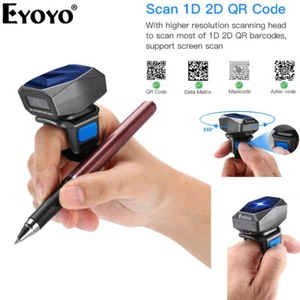 Eyoyo Wireless 2D Wearable Ring Barcode Scanner Bluetooth Reader For Android IOS - Picture 1 of 10