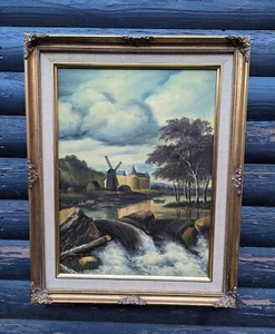 Jacob Van Ruisdael interest Waterfall Castle Windmill Original Oil On Canvas - Picture 1 of 19