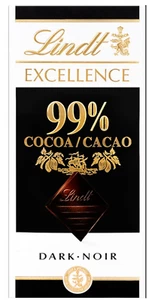 Lindt Excellence Dark Chocolate - 99% Cocoa (50g) - Fast UK Delivery - Picture 1 of 3