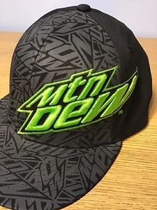 Mountain Dew Embroidered Logo Black Gray Green 2011 -LARGE/XL Fitted Cap/Hat - Picture 1 of 10