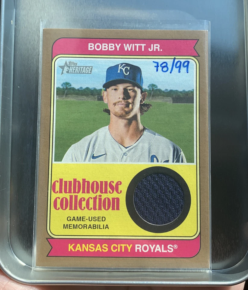2023 Topps Heritage BOBBY WITT JR. Clubhouse Collection Gold jersey relic /99 - Image 1 of 2