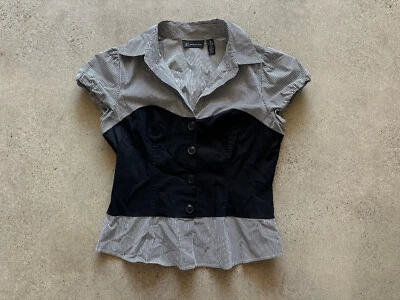 Vintage Y2K INC International Concepts Striped Corset Button-Up Top Size 14 - Image 1 of 4