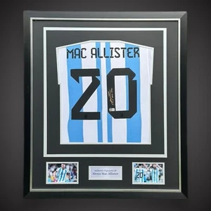 Alexis Mac Allister Hand Signed Argentina Football Shirt Deluxe Framed £349 - Picture 1 of 4