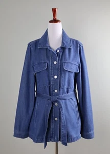 ANN TAYLOR Weekend NWT $164 Denim Jean Belted Utility Jacket Top Size Small - Picture 1 of 6