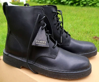 Women's CLARKS ORIGINALS Desert Mali BLACK BOOTS, Size 9 1/2 (US) - LEATHER, New - Image 1 of 4