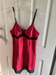 Apt 9 Nightgown Size Medium Red With Black Lace - Picture 1 of 10