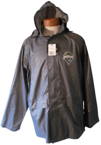 NWT G-III Seattle Sounders FC Mens Hideaway Hooded Rain Jacket M Dark Grey