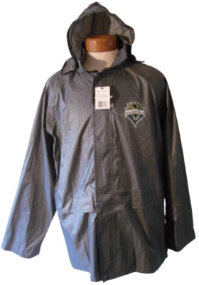 NWT G-III Seattle Sounders FC Mens Hideaway Hooded Rain Jacket M Dark Grey - Image 1 of 4
