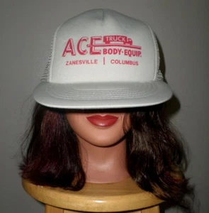 Gorra de camionero ACE TRUCKING Equipment Company sombrero Zanesville años 80 Columbus OHIO - Imagen 1 de 1