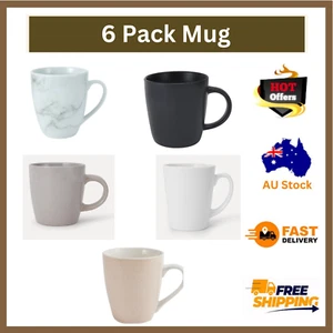 SET OF 6 COFFEE/ TEA MUG MATTE Black White Bella Speckled Marble Look COFFEE Mug - Picture 1 of 6