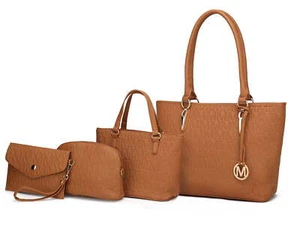 Leather Women'S Tote Bag, Small Tote Handbag, Pouch Purse & Wristlet Wallet Bag - Picture 1 of 12