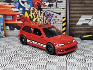🔥 Hot Wheels '90 Honda Civic EF Red #96 2023 HW J-Imports Real Riders Loose EK9 - Picture 1 of 8