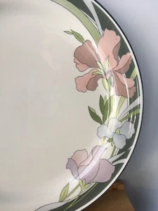 Sango Evening Song Dinner Plate Shiny Rare EUC Flower White Gray Green Floral - Picture 1 of 7