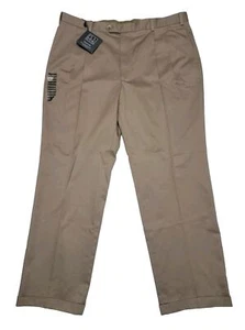 NWT Jos A Bank Pants Men 44X32 Cotton Travelers Pleated Cuffed British Khaki NEW - Picture 1 of 12