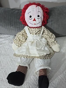 Vintage Raggedy Ann Puppe selten I Love You Herz Augen Nase Mund Nähte 24" MÄNGEL - Bild 1 von 9