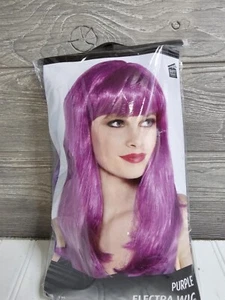 Parrucca Electra viola adulto donna Bangs fantasia Halloween costume accessori nuova - Foto 1 di 4