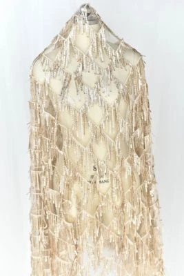 Vestido fantasia bordado tecido de renda com miçangas borlas faça você mesmo bling tule 0,5 M - Imagem 1 de 3