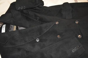 Saks Fifth Ave 100% Cashmere Black Long Overcoat Calvin Klein Pure Cashmere 4 - Picture 1 of 24