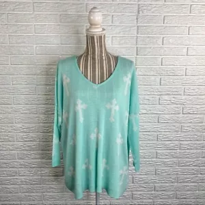 Maglione Truehitt blu e bianco con stampa incrociata taglia S - Foto 1 di 6