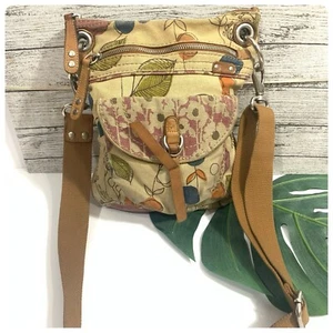 Fossil Vintage canvas Adjustable crossbody Floral Pocket Boho Purse Womens - Picture 1 of 15
