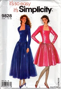 Vestido de Noche Simplicity Patrón de Costura 9828 Corte Profundo Escote Talla 10-20 - Imagen 1 de 2