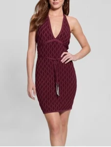 Vestido Suéter Guess Marciano Lucia Cinturón Ondulado Rojo Y2K Años 90 Sexy Talla M - Imagen 1 de 10