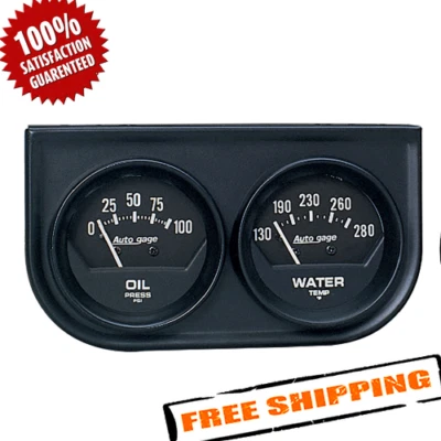 Auto Meter 2345 2-1/16" AutoGage Oil Pressure & Water Tempepature 2-Gauge Consol - Image 1 of 3