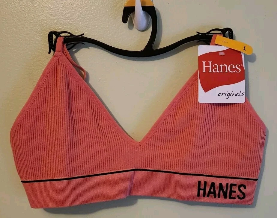Hanes Bra MISSES GRAY SZ XS Wireless Bralette Ribbed Triangle Originals MHB005