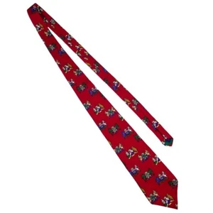 Tommy Hilfiger Red Blue Silk Italian Necktie Vintage 100% Silk - Picture 1 of 6