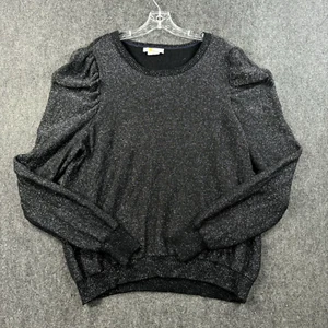 Boden Sweater Women's 16/18 Black Sparkle Puff Sleeve Metallic Wool Cashmere - Picture 1 of 7