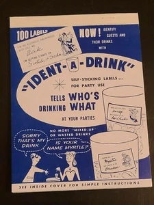 NEW Sapphire Products / COCKTAILS EPHEMERA HUMOR Ident-A-Drink Self-Sticking - Picture 1 of 9