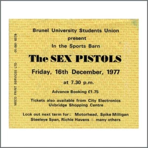 The Sex Pistols Brunel University 1977 Concert Ticket Stub (UK) - Bild 1 von 2