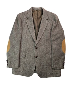Cricketeer Vintage Wool Herringbone Elbow Pad Blazer Suit Jacket Mens Medium M - Picture 1 of 8