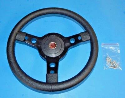 New 13" Black Leather Steering Wheel & Adaptor MG Midget 1970-77 & MGB 1970-76  - Image 1 of 3
