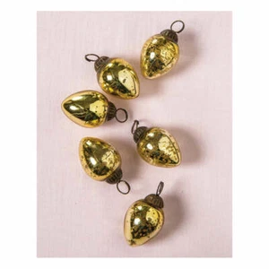Paquete de 6 | Mini adornos de vidrio Mercury (diseño Raine, 1,75 pulgadas, dorado) - vintage... - Imagen 1 de 2