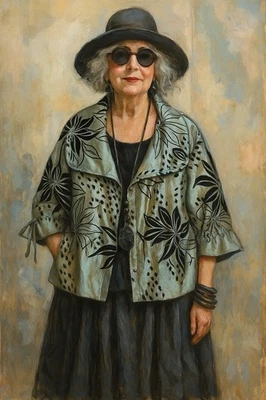 Lagenlook Art To Wear Jacket Floral Metallic S Y2K Velvet Artist Whimsigoth Boho - Image 1 of 4