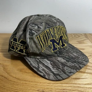 Vintage 90s Michigan Wolverines Camo Snapback Hat Made In USA Outdoor Cap - Picture 1 of 12