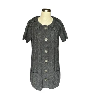 Suéter tejido frontal con botones gris carbón VINCE para mujer talla grande lana de alpaca - Imagen 1 de 7