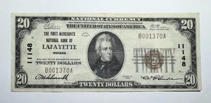 1929 $20 First-Merchants NB Of Lafayette, Indiana National Currency - Picture 1 of 2
