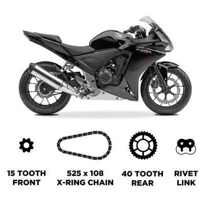 Kit de piñón de cadena DID y acero al carbono JT para Honda CBR 500 R 13-15 Foto 1 de 4