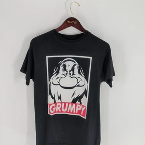 Disney Obey Grumpy Dwarf Graphic Crew Neck Pullover T-Shirt Black White Size M - Picture 1 of 6