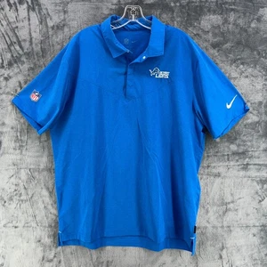 Nike Detroit Lions Polo Shirt Mens XL Blue On Field Dri-FIT NFL Performance Snap - Picture 1 of 14