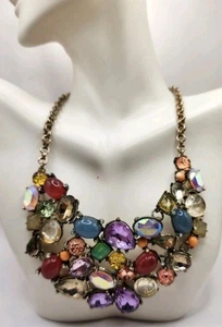 15" Sweet Shop Betsey Johnson Bib Multi Stone Statement Choker Necklace Crystals - Picture 1 of 6
