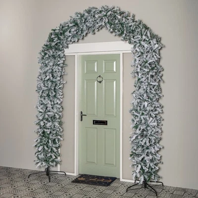 8ft Samuel Alexander Double Door Snow Flocked Christmas Tree Arch with 2000 Tips