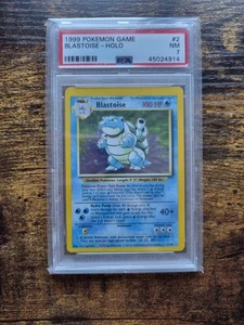 1999 Pokemon Set Unlimited Blastoise Rare Holo #2/102 PSA 7 Near Mint! ERROR OC - Picture 1 of 2