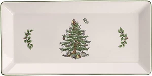 Christmas Tree 14-Inch Rectangular Sandwich Tray, Porcelain Serving Platter f... - Picture 1 of 4