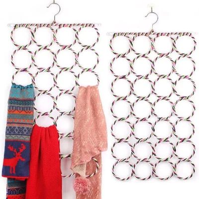 Hijab Scarf Organiser Hanger 28 Ring Storage Rack Shawl Tie Holder Foldable UK - Image 1 of 4