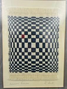 White Black Wooden Weaver's Dream Textile & Fiber Framed Art By Rita Kent - Picture 1 of 7